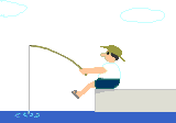 GIF-Animation Angeln im Pixel-Style