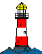 GIF-Animation Leuchtturm im Pixel-Style