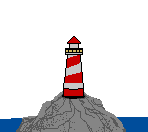 GIF-Animation Leuchtturm im Pixel-Style
